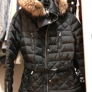 Black jacket with removable zipped hat